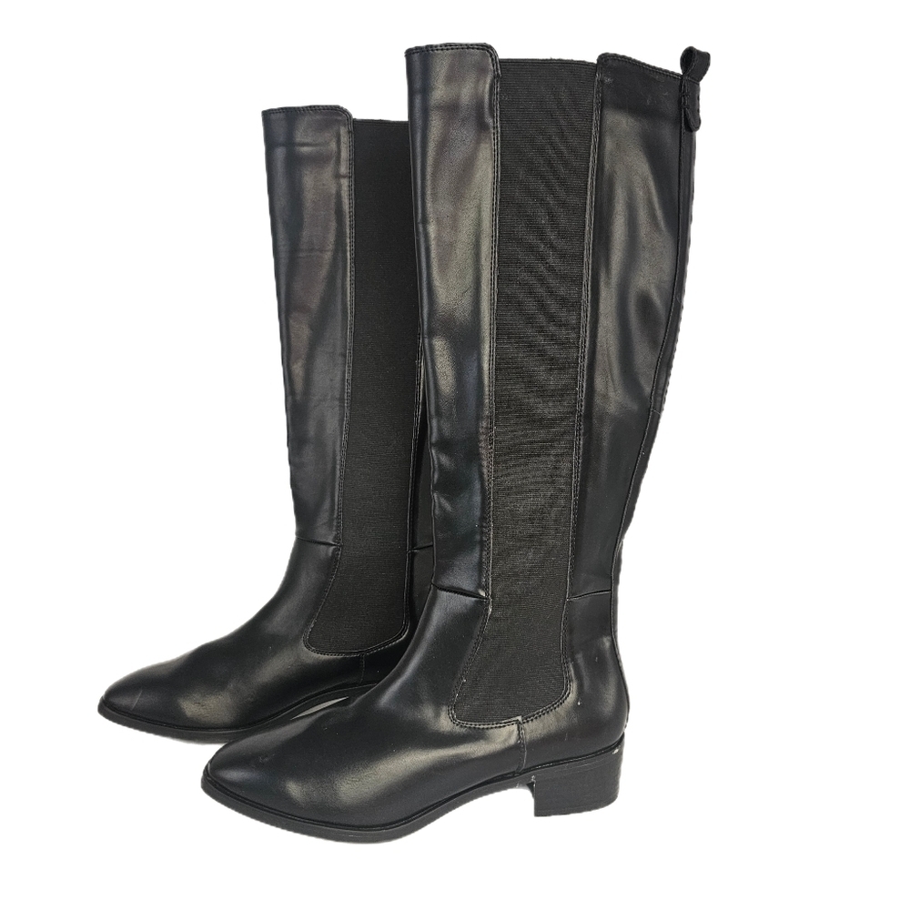 Splendid Andi Chelsea Knee-High Riding Boots Black Faux Leather Size 9